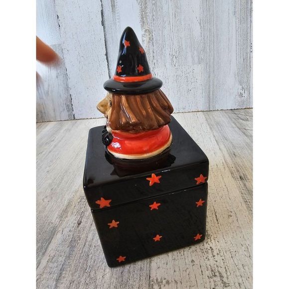 Ceramic witch shabby chic box Halloween decor unique - Picture 2 of 9